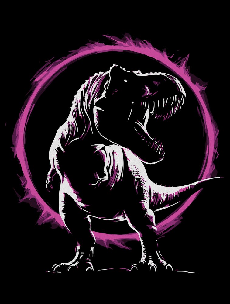 Bold T Rex Silhouette With Neon Ring