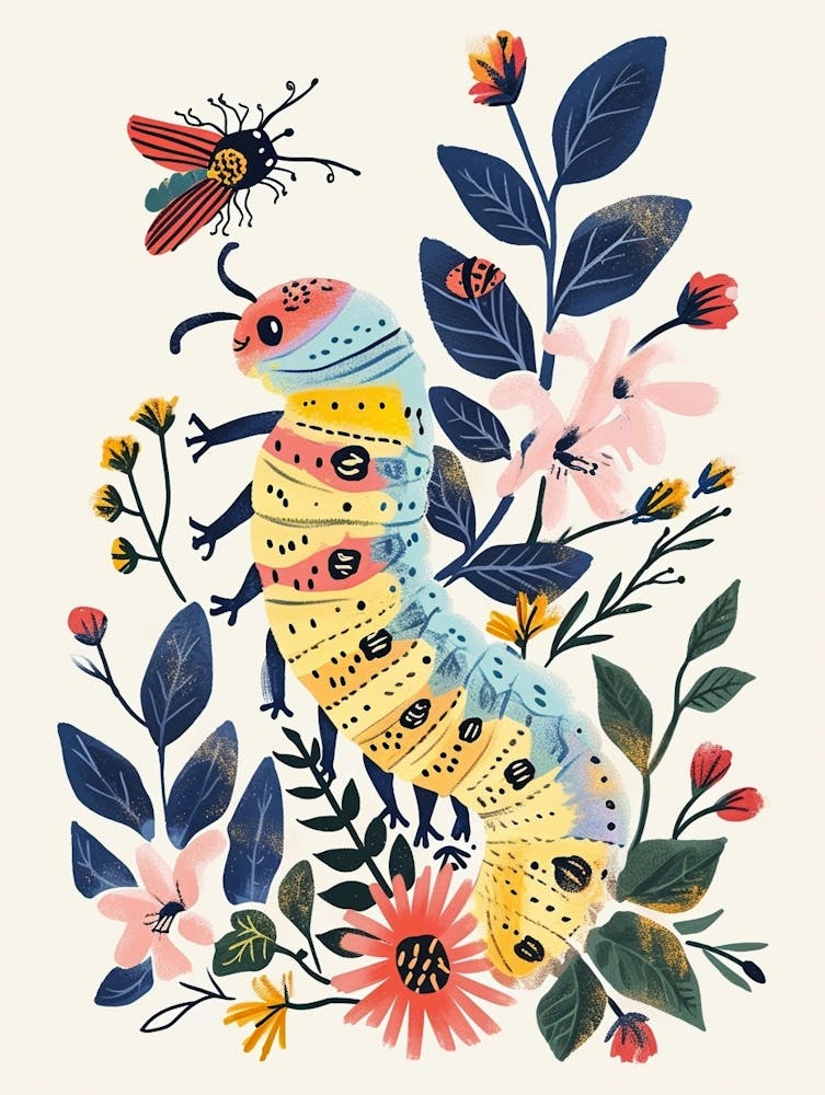 Bunte Insektenillustration Catepillar 7