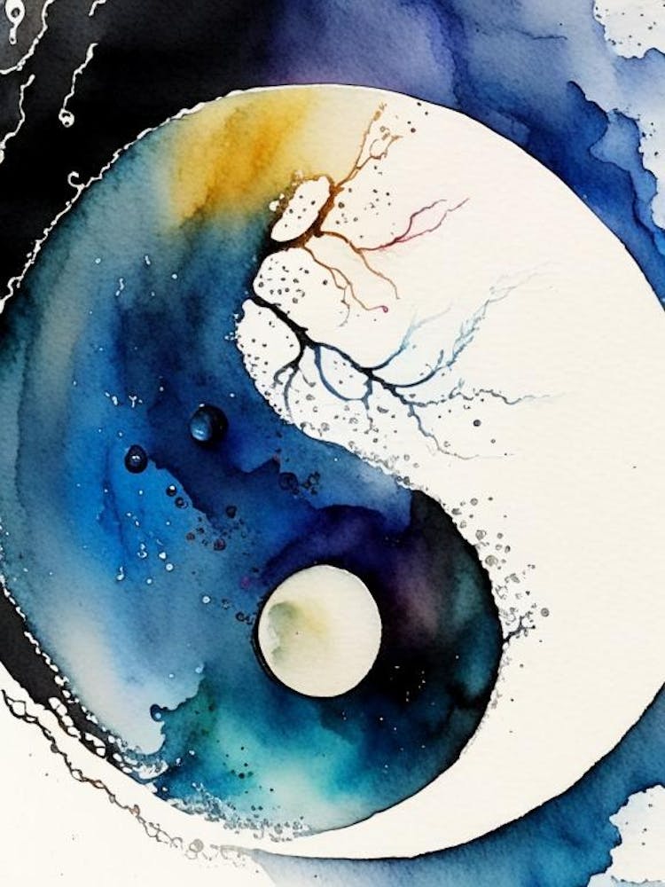 Gros Plan 1 Yin et Yang Aquarelle
