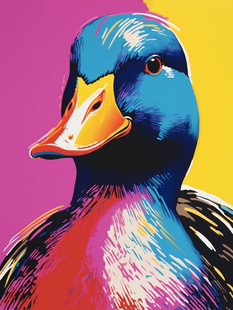 Andy Warhol Style Bird Mallard Duck 1