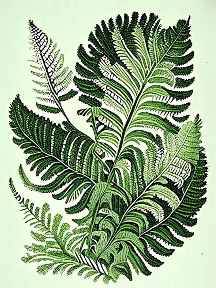 Lady Fern Vintage 3 Botanical Poster
