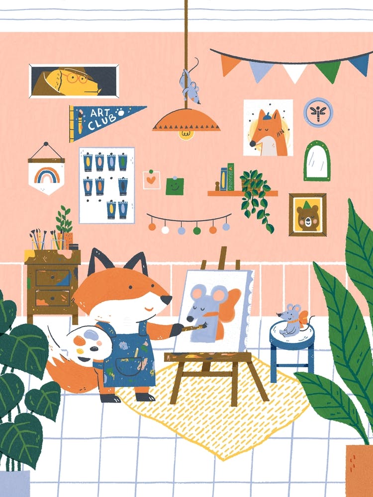 Cute Fox In The Art Studio 1
