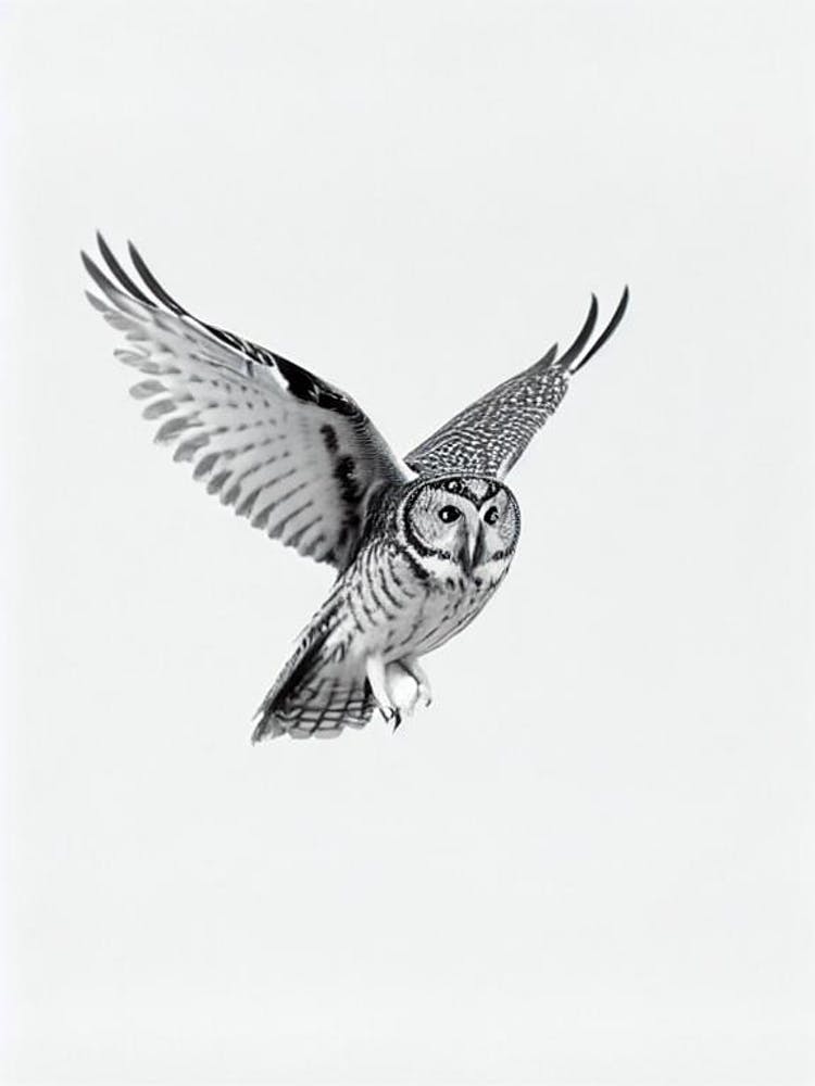 Owl B&W Pencil Drawing 2 Bird