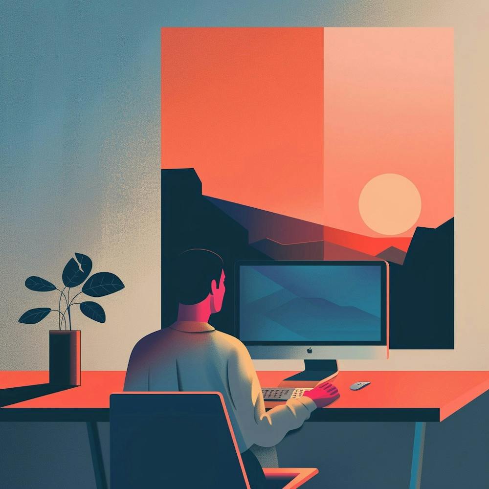 Porträt eines Mannes, der an seinem Computer arbeitet 1