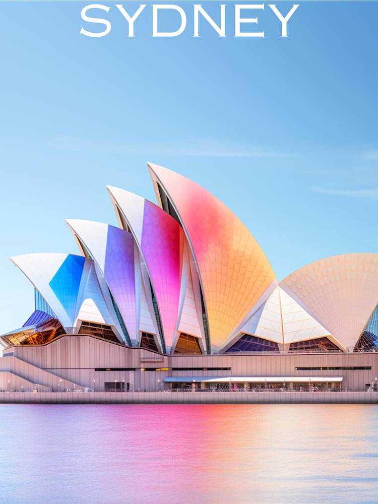 Colourful Australia travel poster Sydney