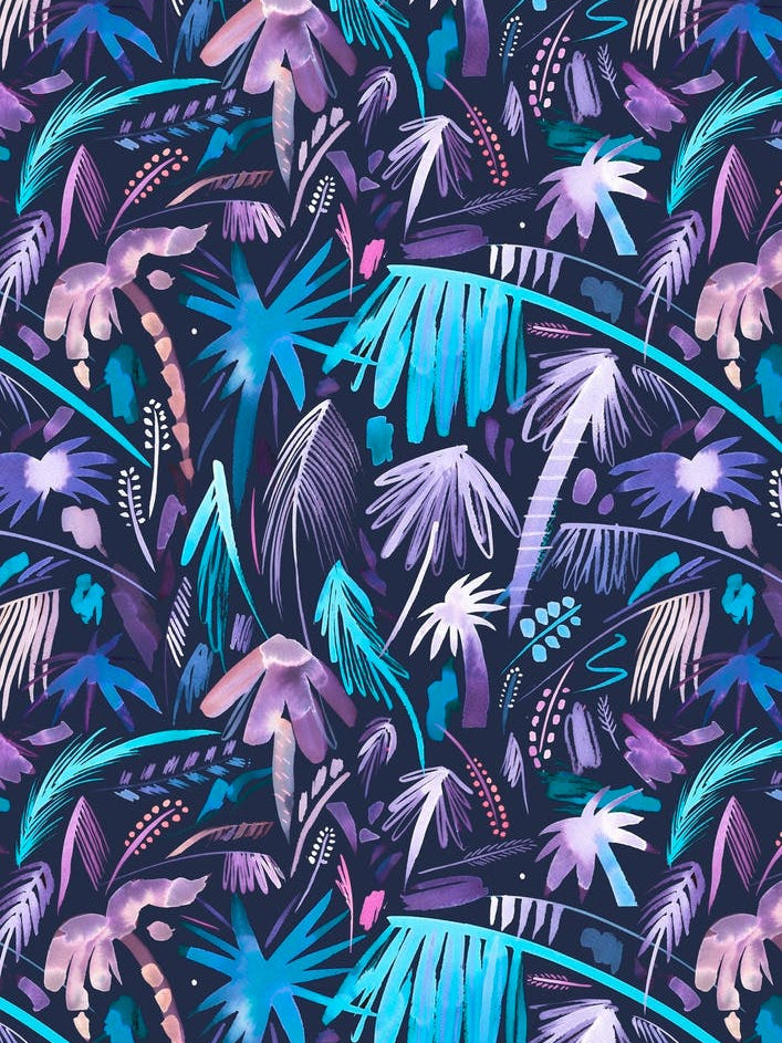 Brushstrokes Tropical Palms Navy