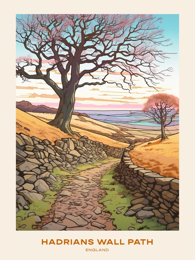 Hadrians Wall Path England Hike Poster
