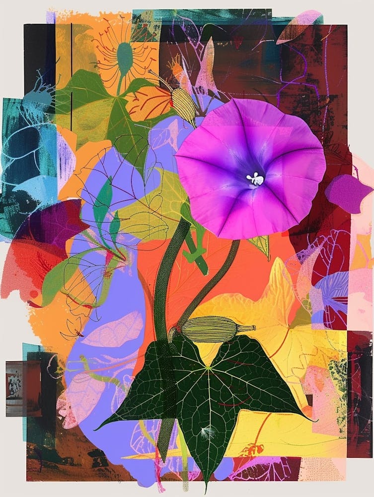 Morning Glory 2 Neon Flower Collage
