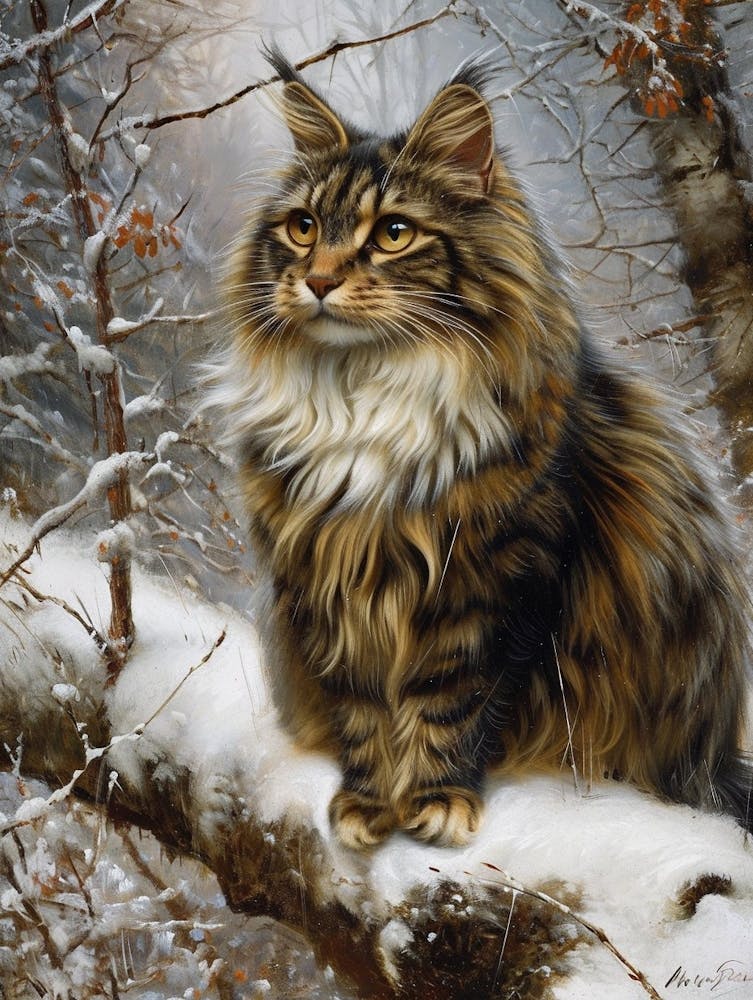 Norwegian Forest Cat Relief Illustration 3