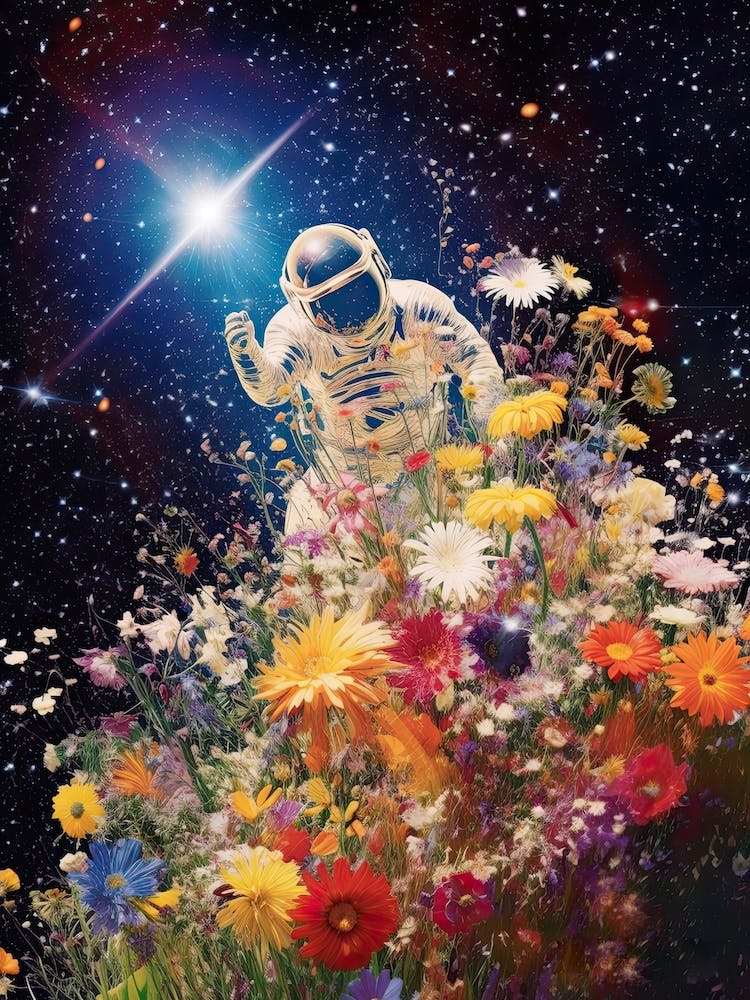 Astronaut mit einem Blumenstrauß 12