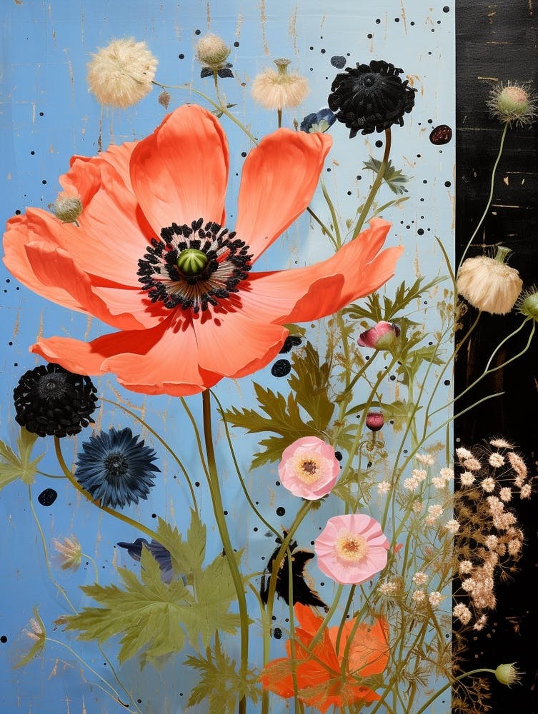 Surreal Florals Love In A Mist Nigella 6 Flower Painting