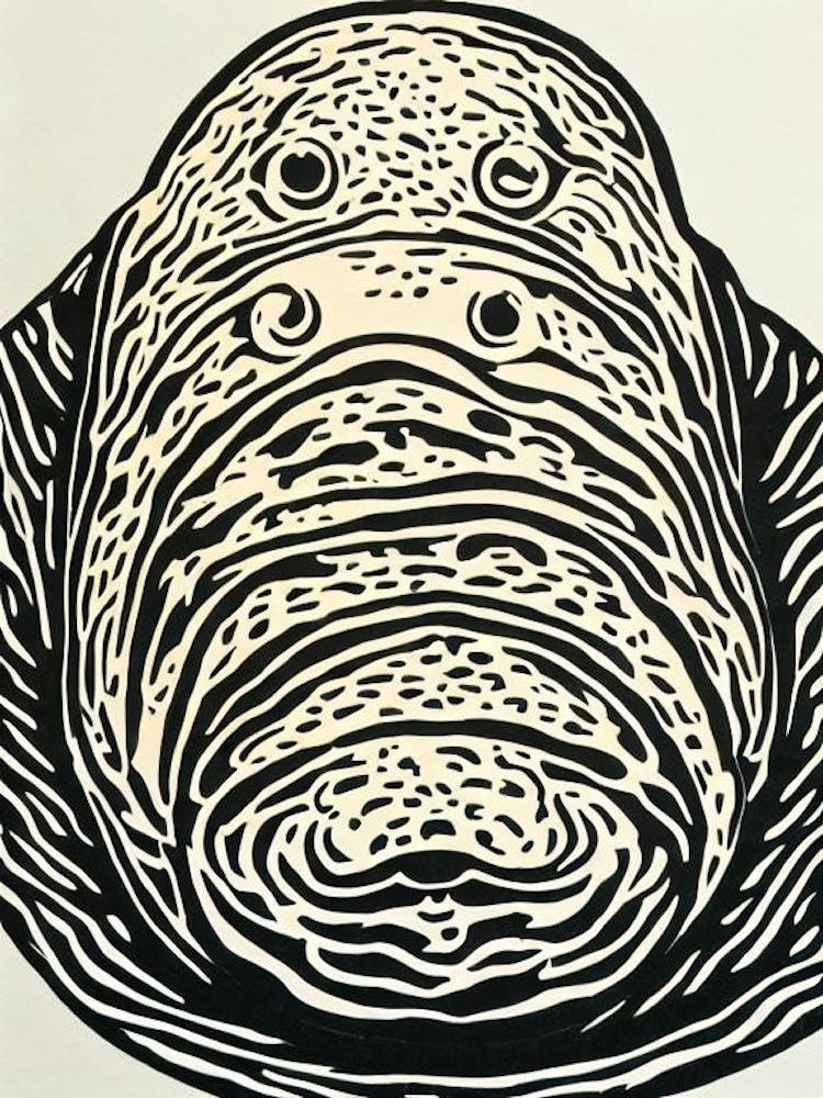 Blobfish Linocut