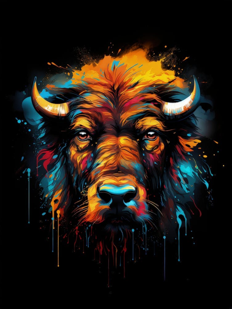 Bison painted Pop ART splash color