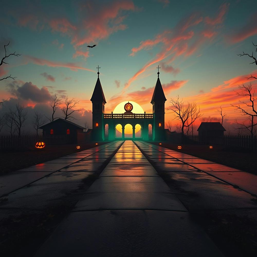 Halloween Castle At Sunset