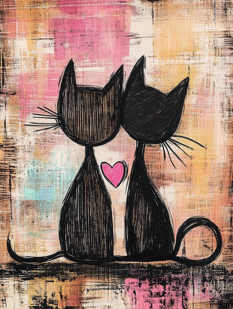Two Cats Love Canvas Print