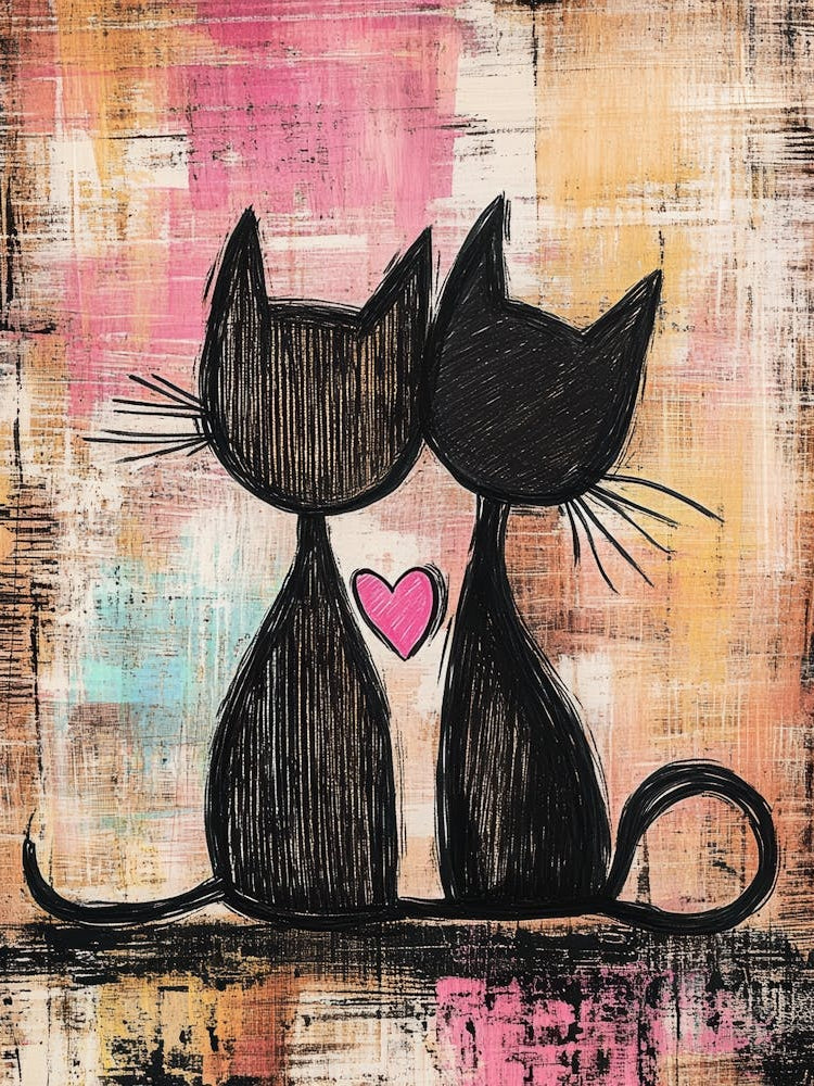 Two Cats Love Canvas Print
