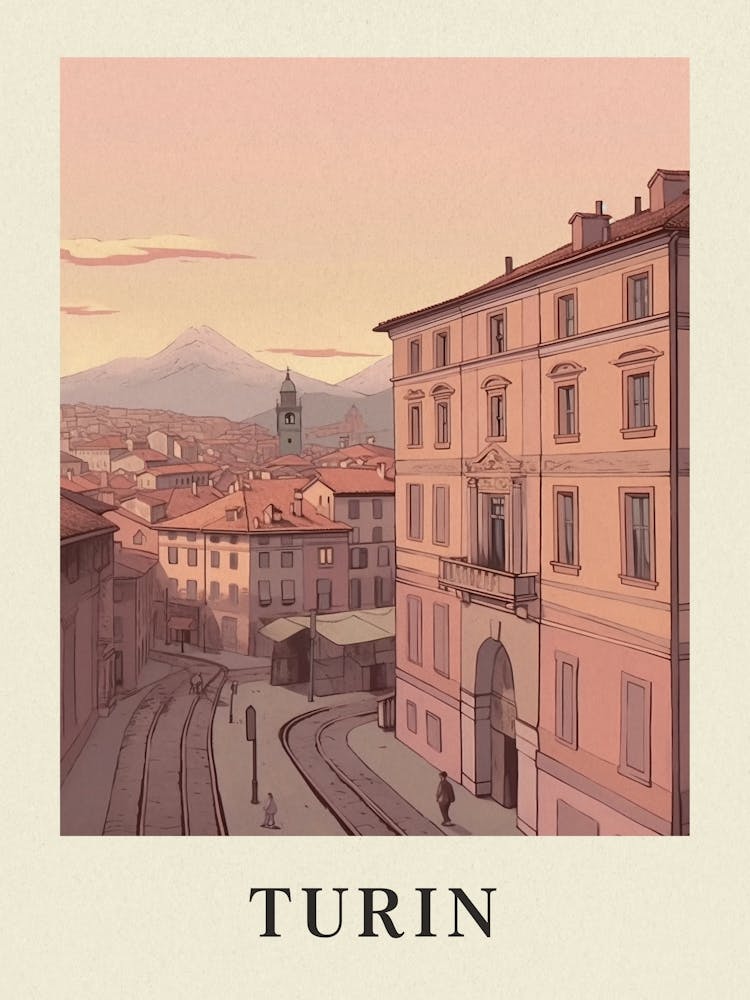 Turin Vintage Pink Italy Poster