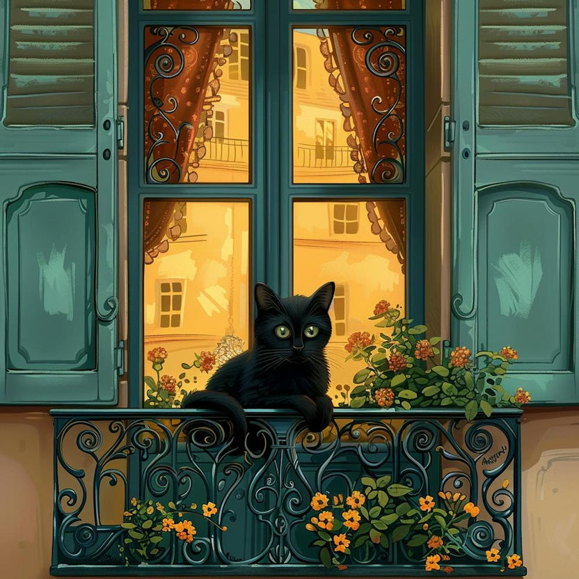 Black Cat at a Parisien Window
