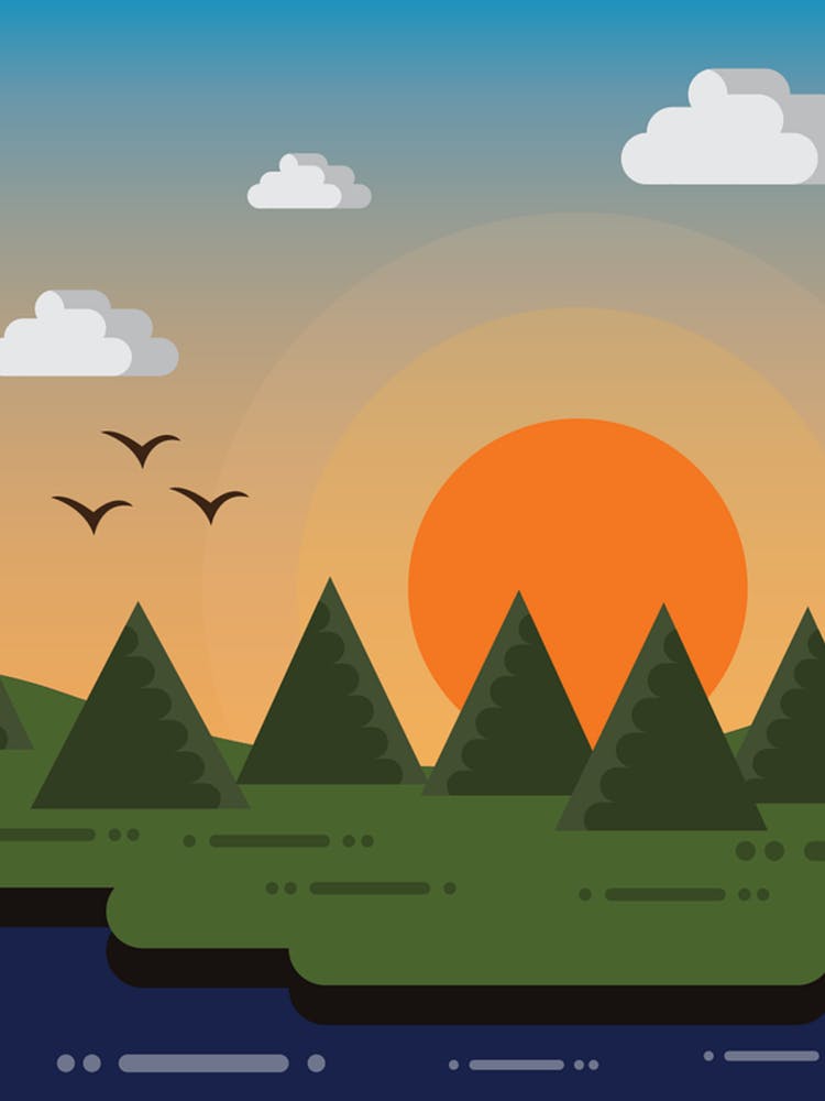 Landschaft bei Sonnenuntergang