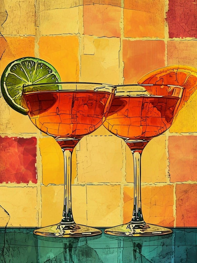 Tequila Sunrise Inspired Cocktail Watercolour 2