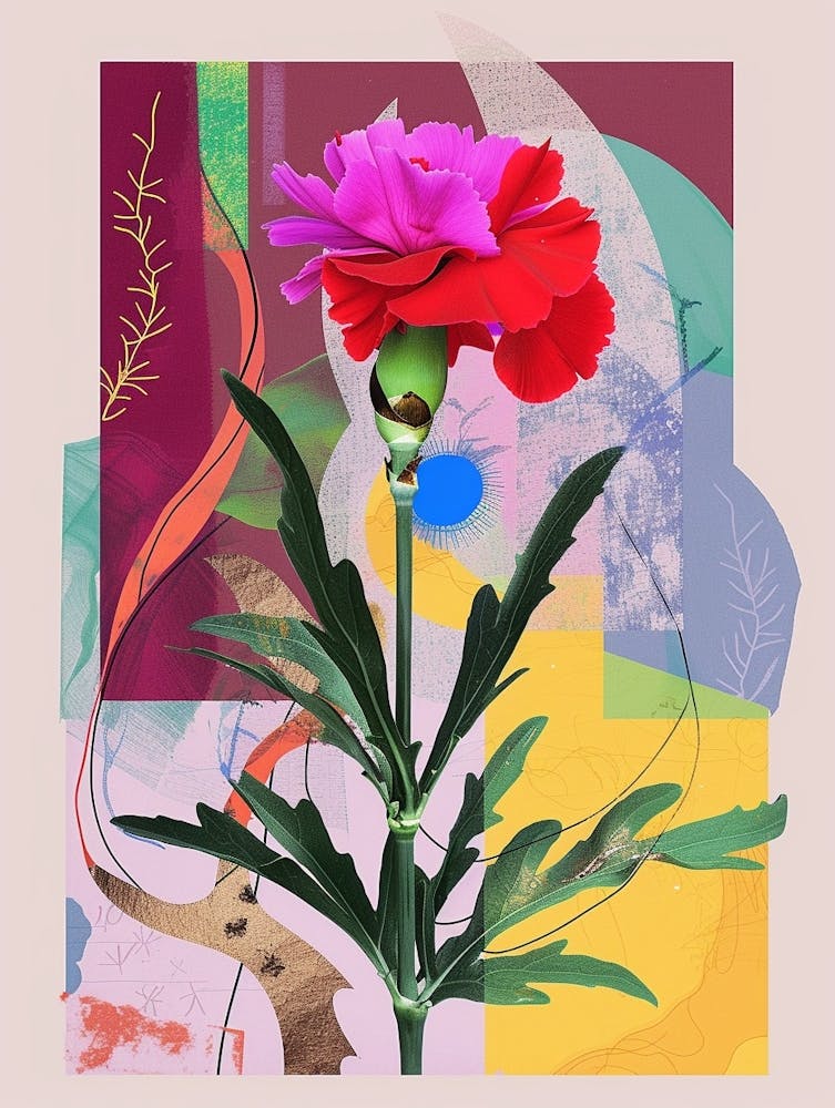 Carnation6 Neon Flower Collage