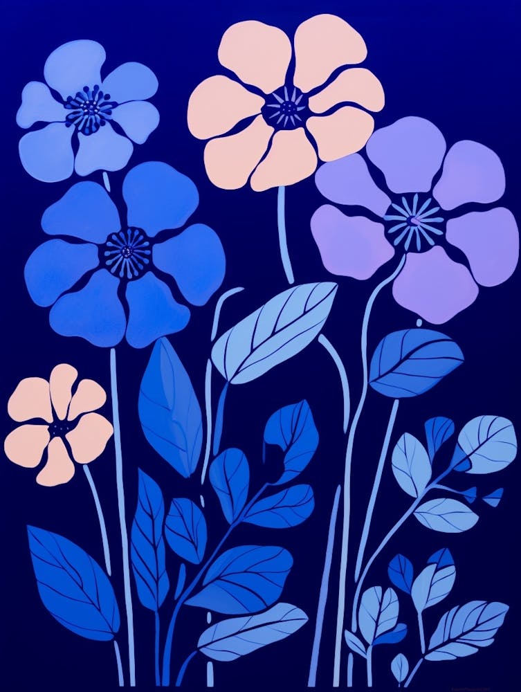 Blue Flower Illustration Lantana 1