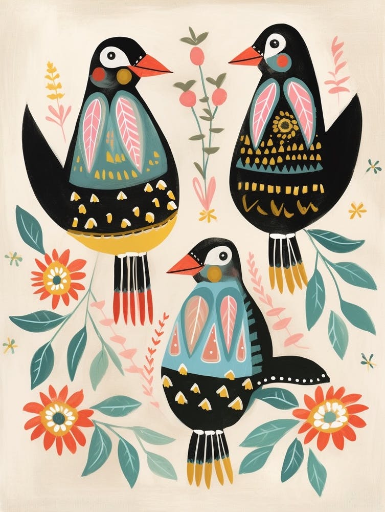Folk Style Bird Painting Penguin 5