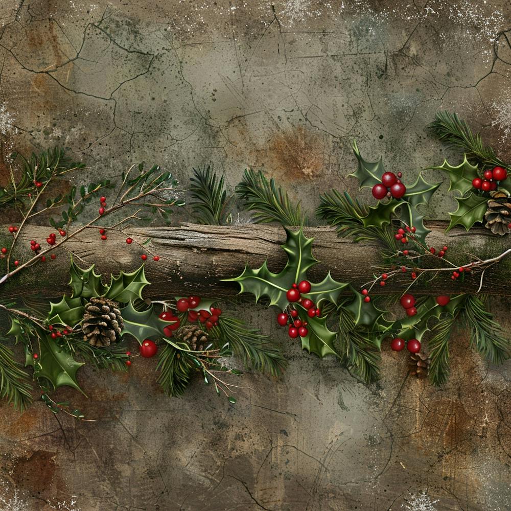 Yule Inspired Banner Texture With Mistletoe