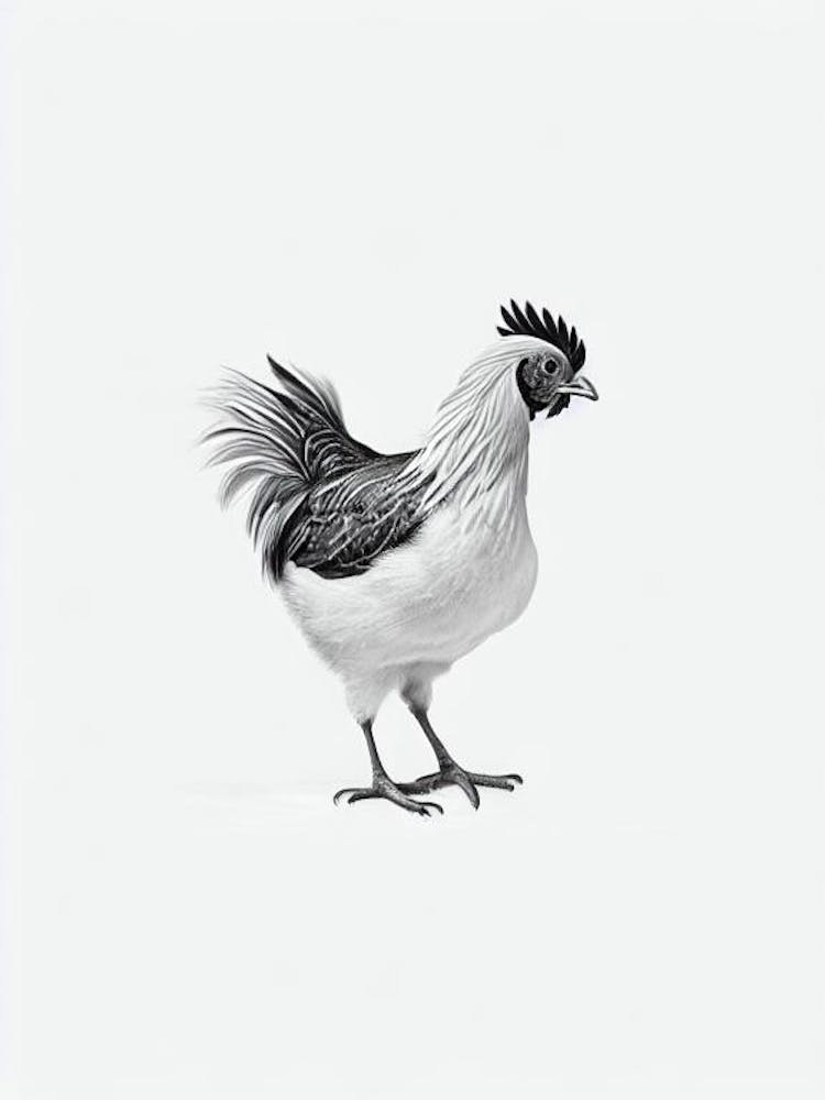Chicken B&W Pencil Drawing 6 Bird