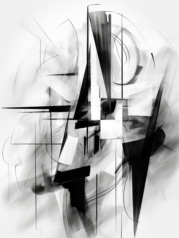 Enigmatic Encounter Abstract Black And White 6