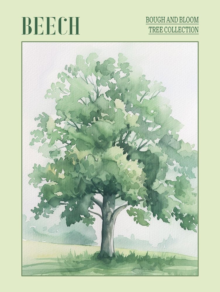 Beech Tree Atmospheric Watercolour Painting 4 Poster
