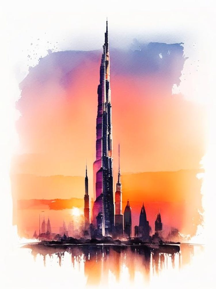 Burj Khalifa Aquarelle