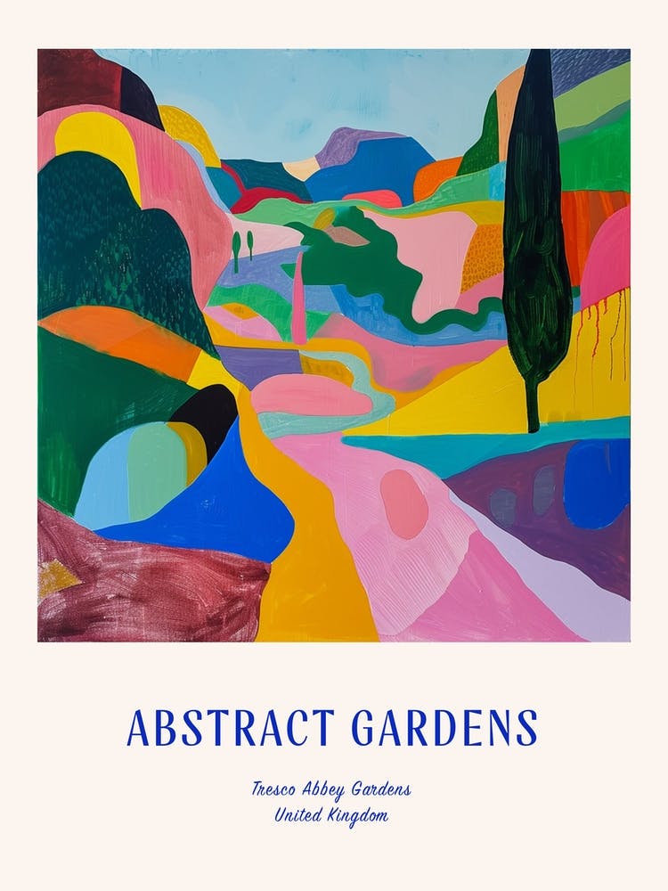 Colourful Gardens Tresco Abbey Gardens United Kingdom 2 Blue Poster