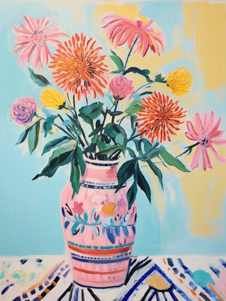 Flower Painting Fauvist Style Bee Balm 2
