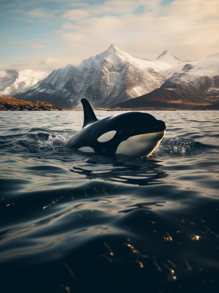 Icy Mountain Realistic Photography Orca Whale1