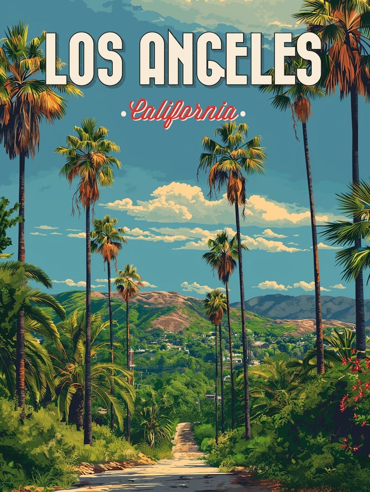 Poster Of Los Angeles Palm Trees Small