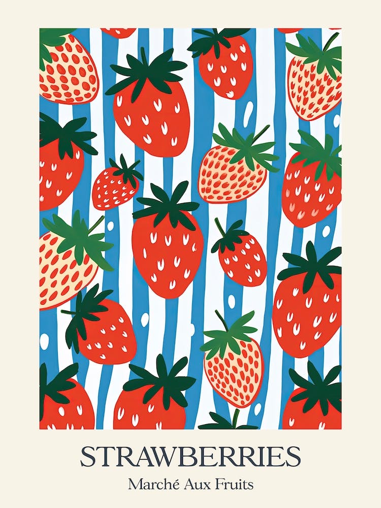 Marche Aux Fruits Strawberries Fruit Summer Illustration 3