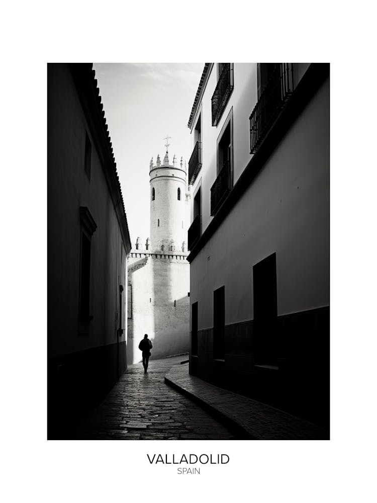 Poster Of Valladolid, Spain, Black And White Analogue Photography 3