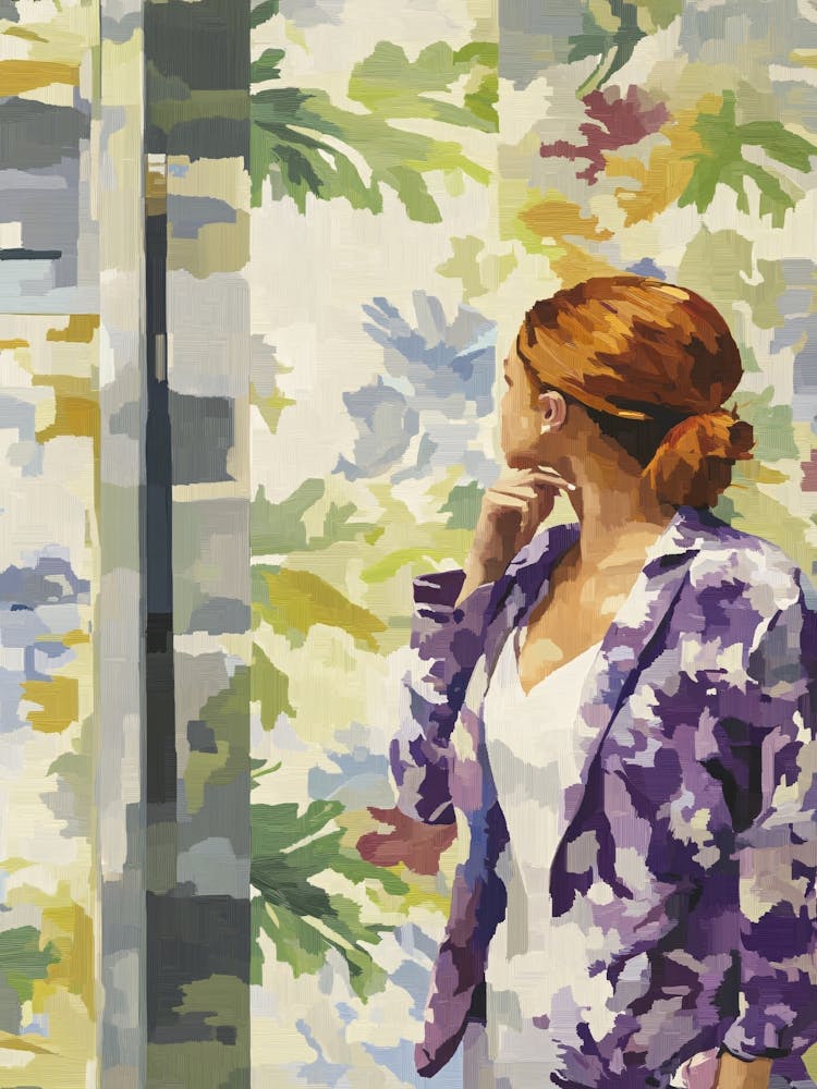 Woman In A Purple Jacket Oil Painting
