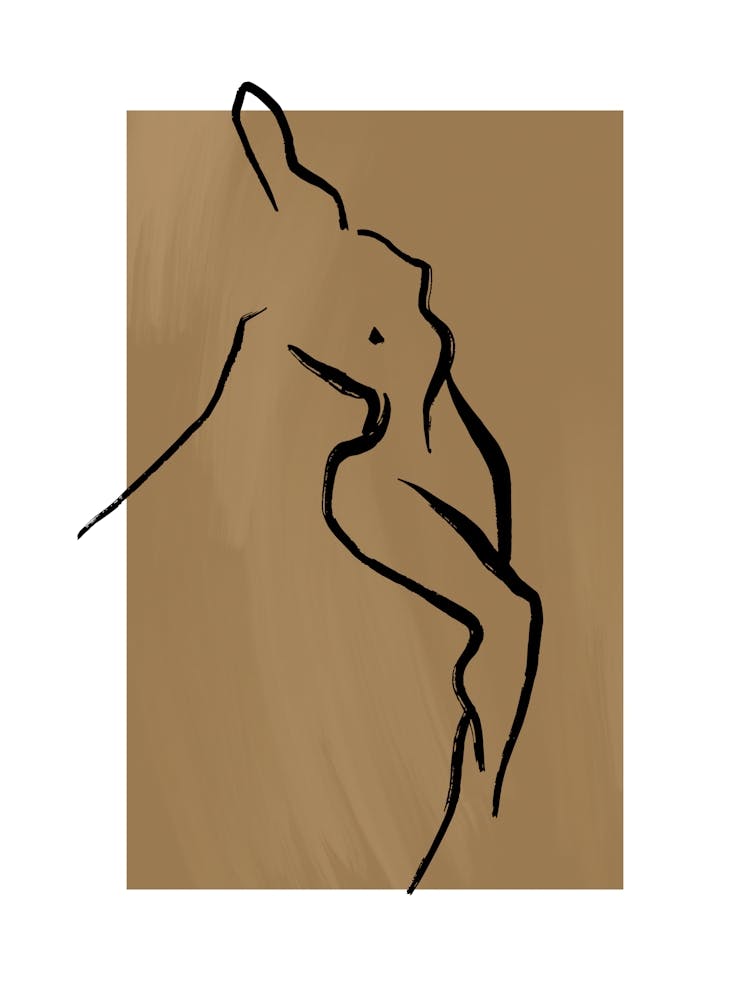 Abstract Neutral Boho Woman Body Line Silhouette