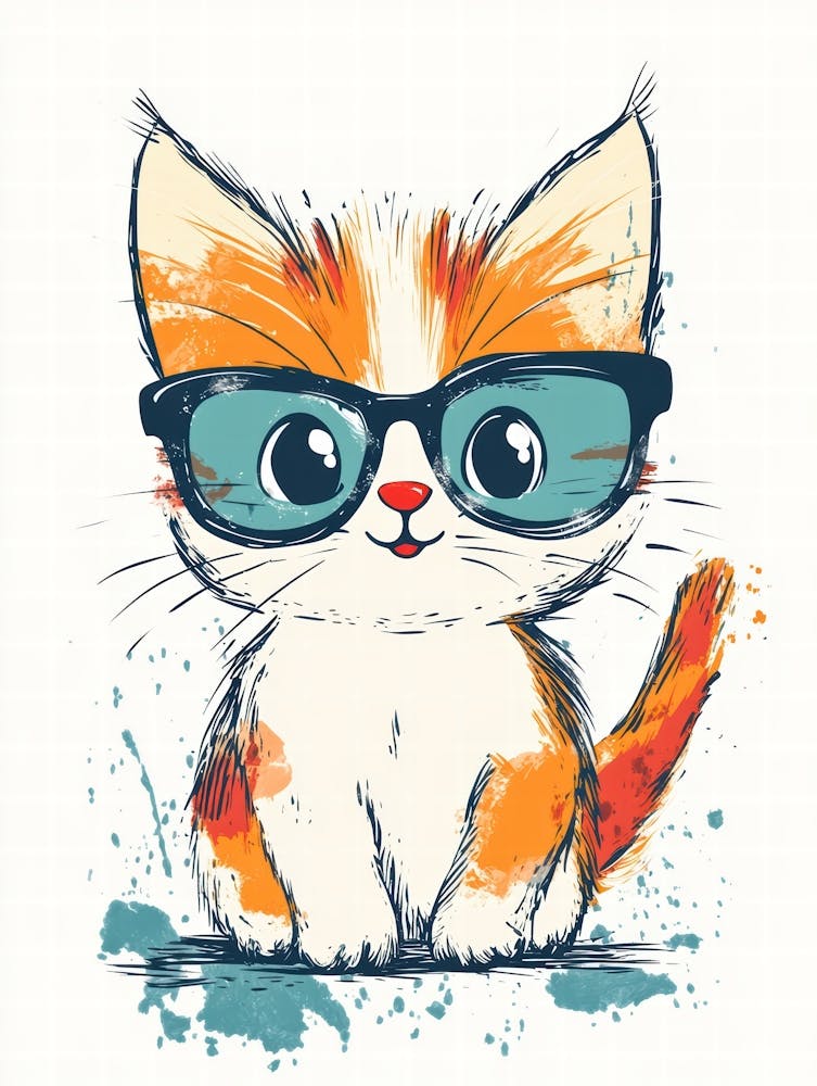 Cute Cat In Glasses