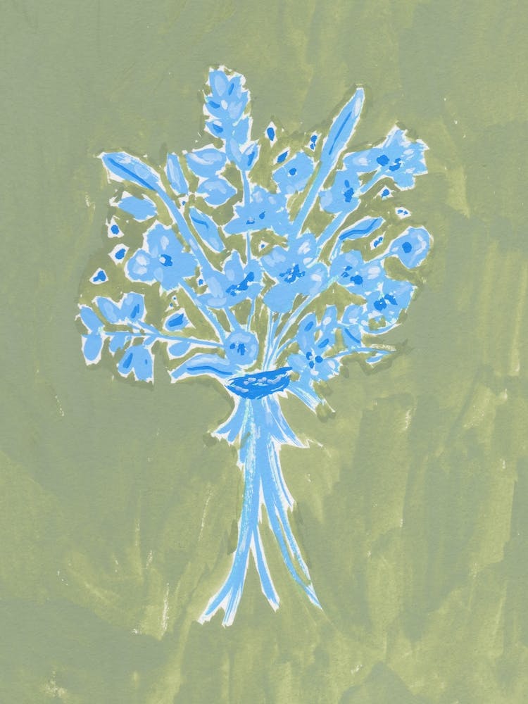 Blue Bouquet on Moss