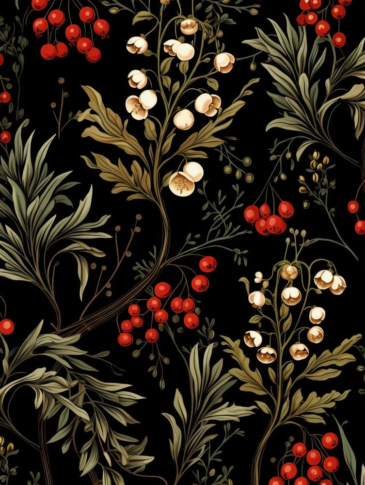 Winter Heath 2 William Morris Style Winter Florals