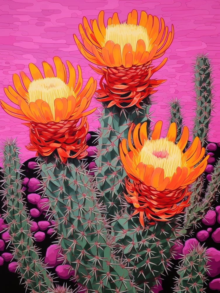 Mexican Style Cactus Illustration Cylindropuntia Kleiniae Cactus 1