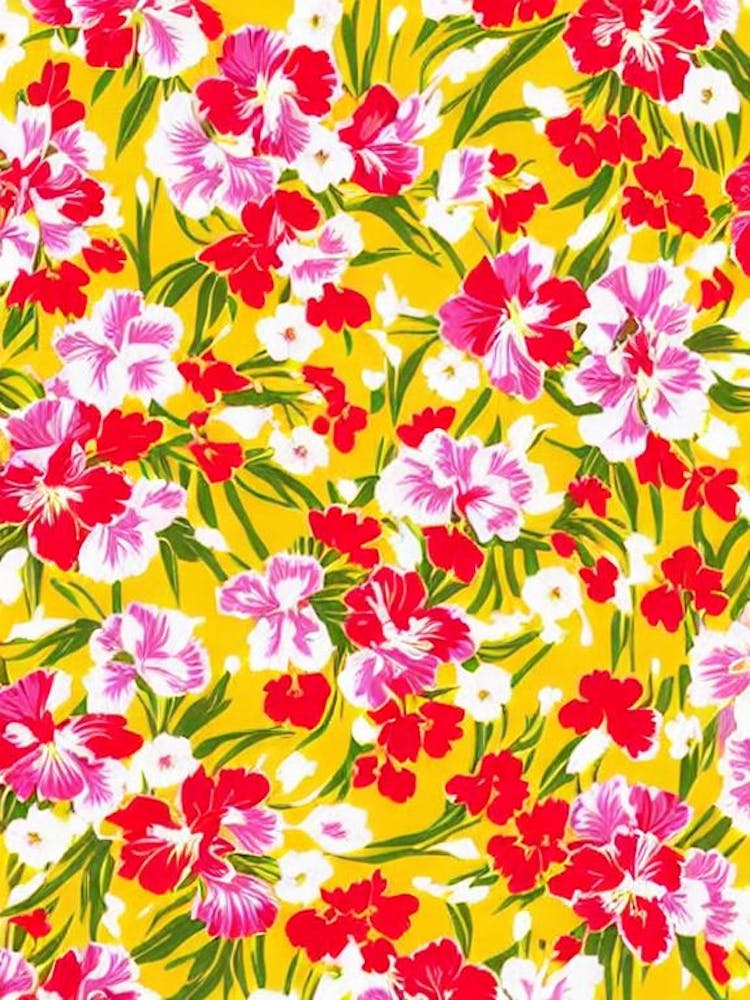 Gladiolus Floral Print Retro Pattern 1 Flower