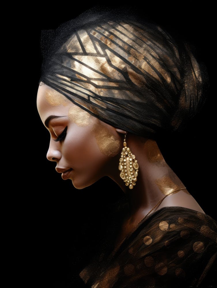 African Woman In Gold Turban