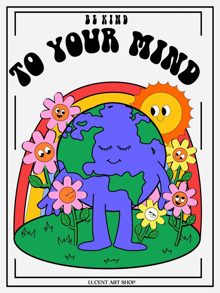 Be Kind To Your Mind, Cute Quote, Retro 70s
