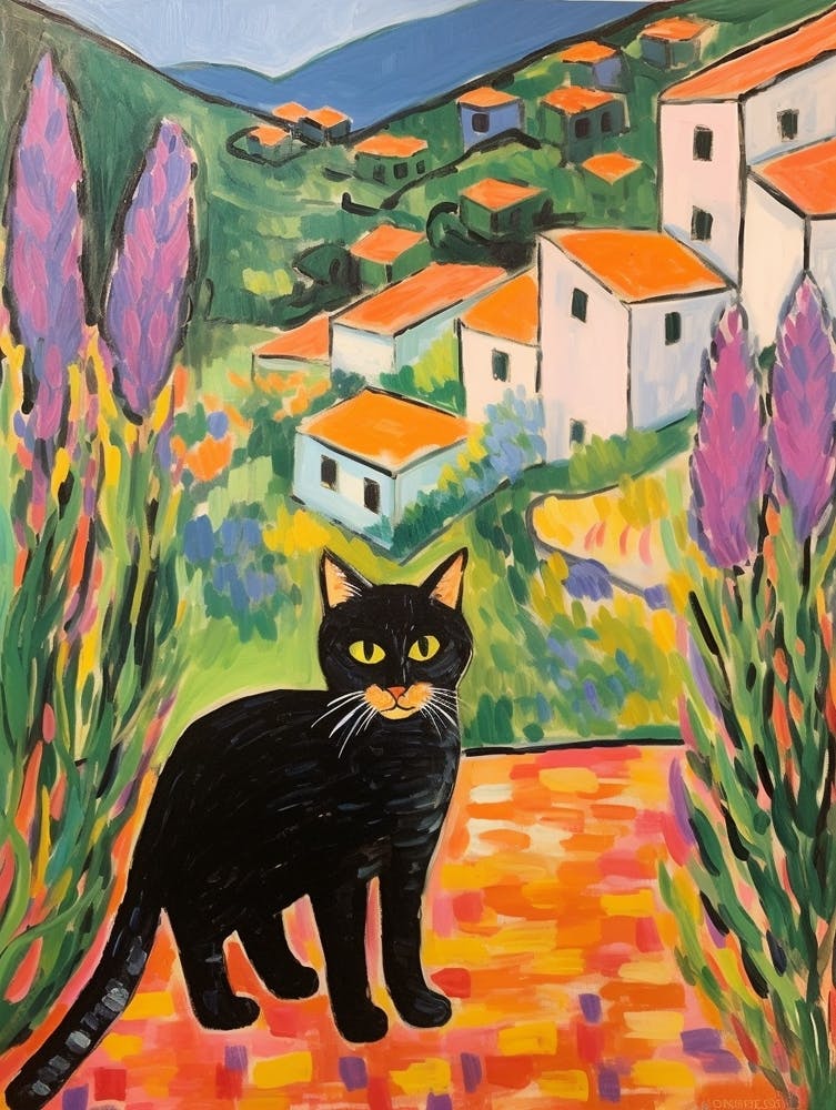 Painting Of A Cat In Tuscany Italy 2