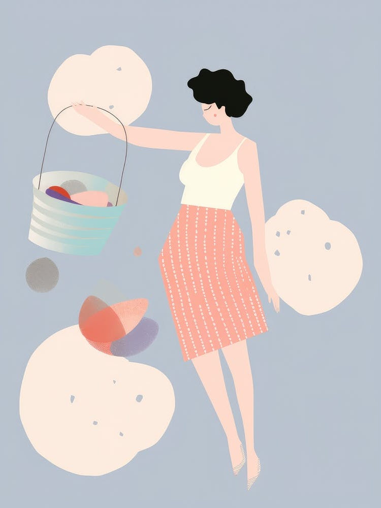 Illustration Of A Woman With A Bucket