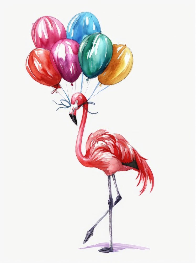 Flamingo With Balloons